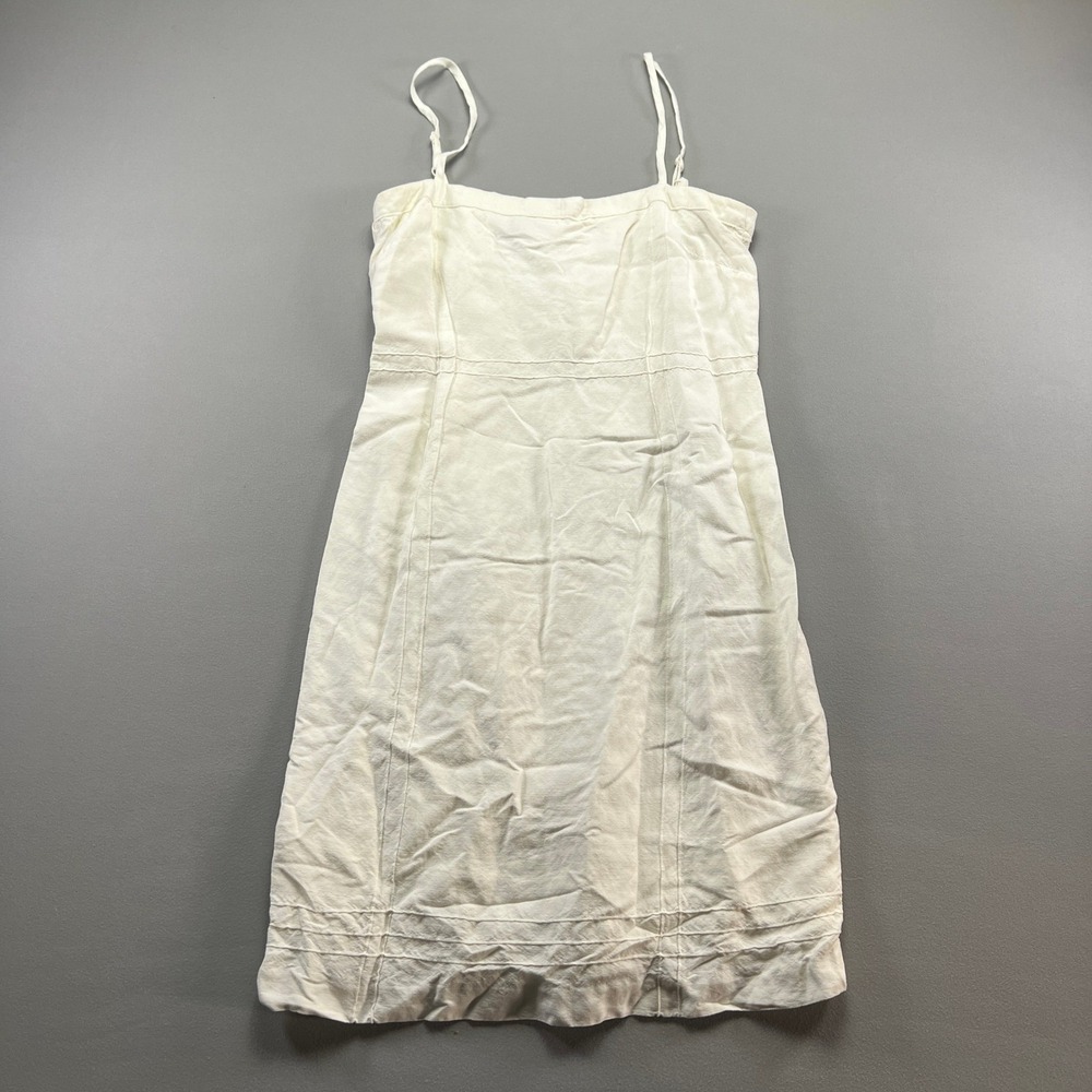 Yves Cossette Depeche Mode Sundress Womens 14 Beige Linen Blend Spaghetti Straps